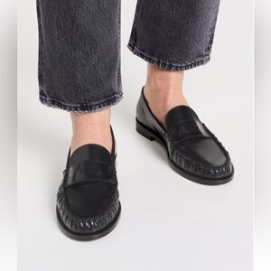 STAUD Black Lou Lou Loafers